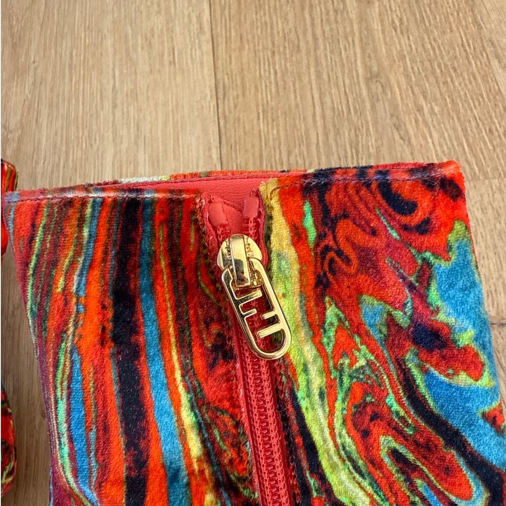 Fendi Ankle Boots Velvet Marble Size EU38 Red Lime Gold Blue - Picture 7 of 9
